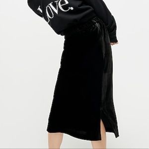 J. Crew Black Velvet Midi Skirt
